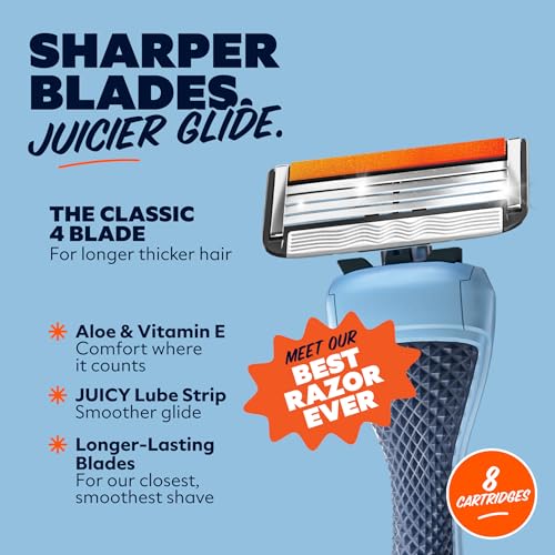 Dollar Shave Club 4 Blade Razor Refills - 8 Count Pack for Men