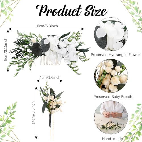 Suncalla 5 Pcs Burnt Orange Dried Flower Hair Pins & Comb Set