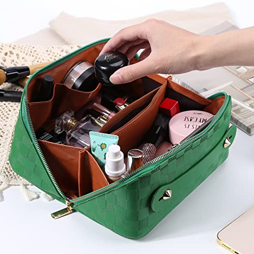 Cessfle Large Capacity Travel Cosmetic Bag - Green Waterproof Makeup Organizer