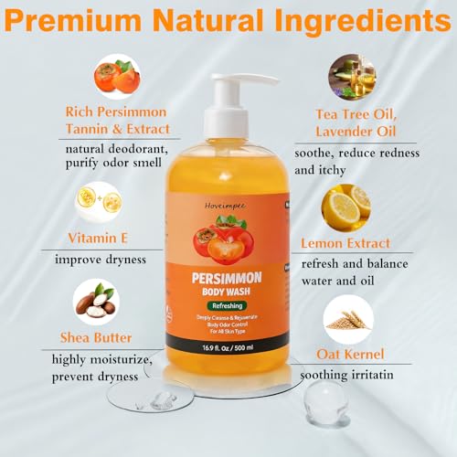 Persimmon Body Wash for Odor Control - 16.9 fl oz, Natural Deodorant