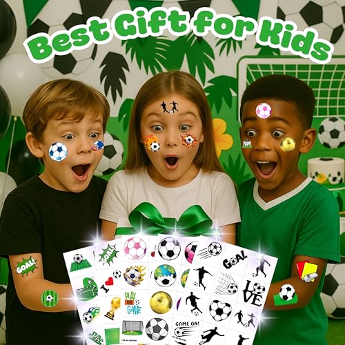 60 PCS Soccer Temporary Tattoos - Fun Party Favors for Kids