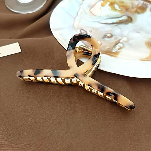 Large Butterfly Hair Claw Clips for Women & Girls - Light Leopard, 4.7" FAELBATY