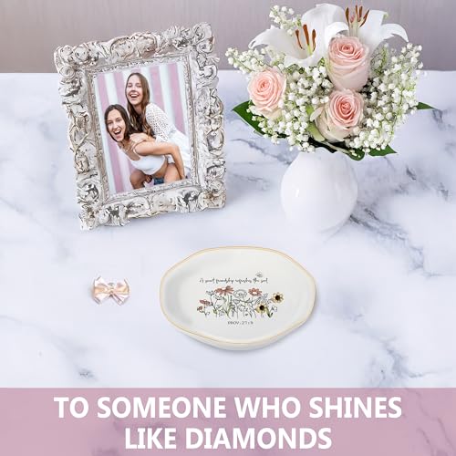 Inspirational Ceramic Jewelry Dish with Bible Verse - Proverbs 27:9