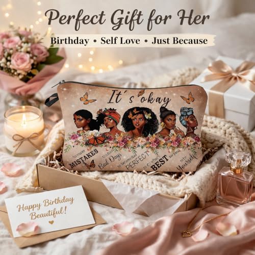 Black Girl Inspirational Makeup Bag – Melanin Beauty Travel Pouch