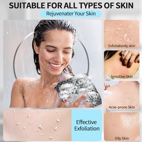 Exfoliating Body Scrubber Towel - Silver Ion & Carbon Fiber, 43.5"