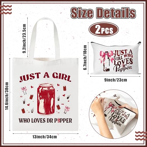 Soda Drinks Lover Canvas Tote Bag and Makeup Pouch Set - 2 Piece Gift