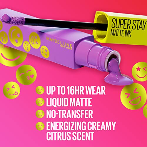 Maybelline Super Stay Matte Ink Liquid Lip Color - Moodmakers Collection, Long Lasting, Transfer Proof, Red, 0.17 Fl Oz, Pleasure Seeker