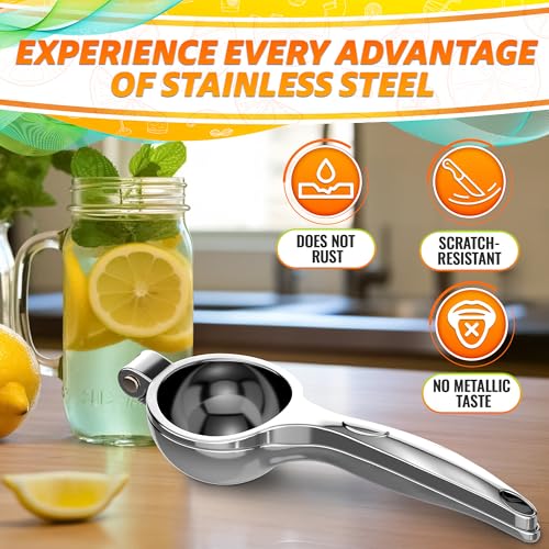 Stainless Steel Lemon Squeezer - 8.3 Inch Manual Citrus Juicer
