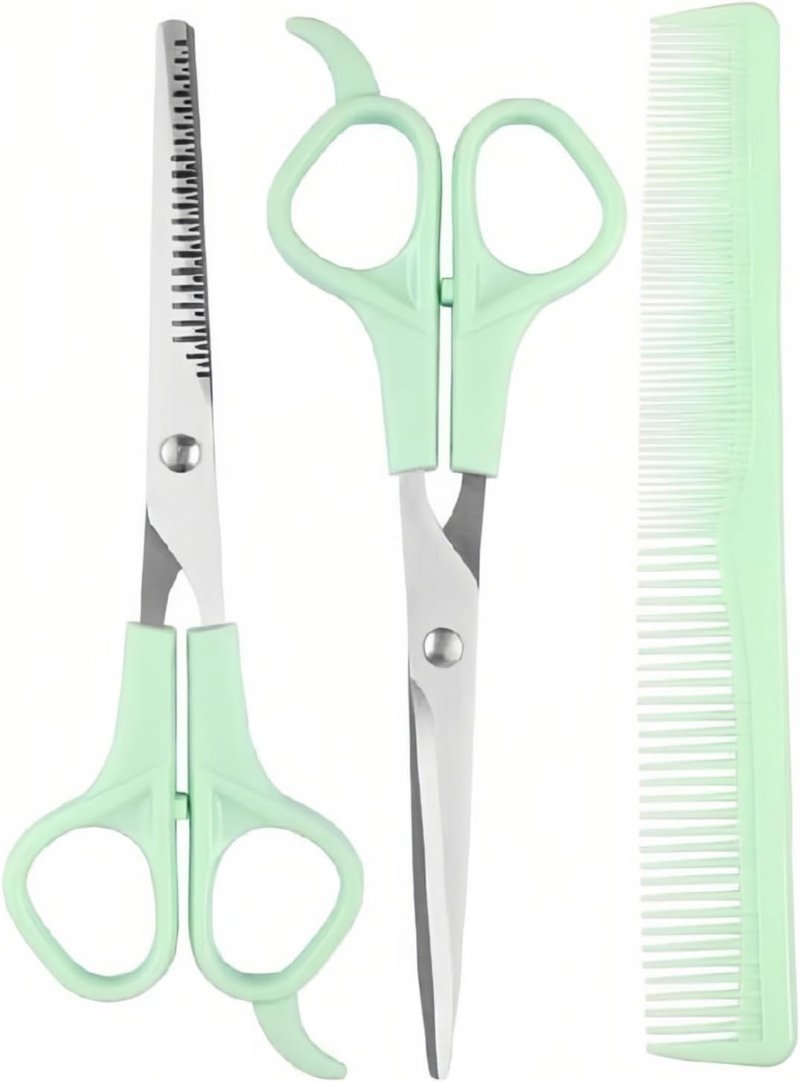Hair Cutting Shears Set - Professional Stainless Steel Shears & Thinning Scissors Kit | 6.7 Inch | Green
