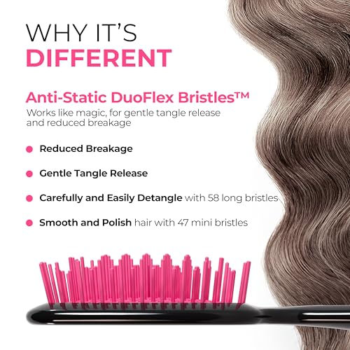 FHI Heat UNbrush Detangling Brush for Pain-Free Brushing on All Wet or Dry Hair Types ? Durable DuoFlex Anti-Static Bristles, Lightweight Handle, Vented Hair Brush, Cherry Blossom