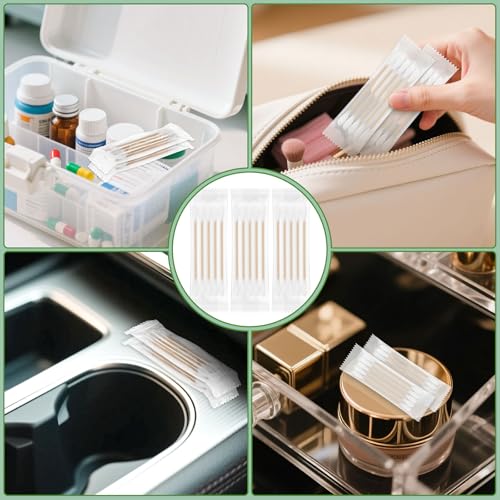 Organic Bamboo Cotton Swabs - Individually Wrapped Travel Q-Tips (5-Pack)