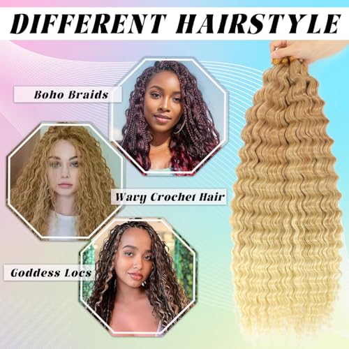 EBORAY Ocean Wave Crochet Braiding Hair - 24 Inch, 2 Packs, Synthetic Curly Extensions for Black Women