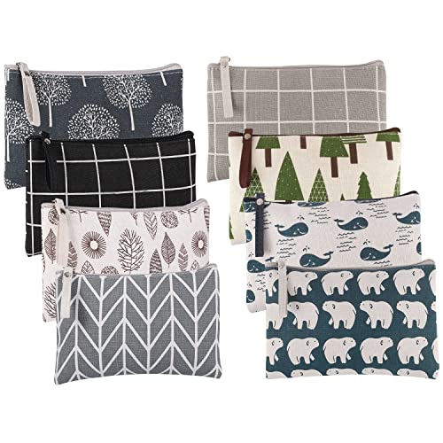 SUMAJU 8 Pcs Canvas Cosmetic Bags E - Travel Makeup & Toiletry Organizer Set