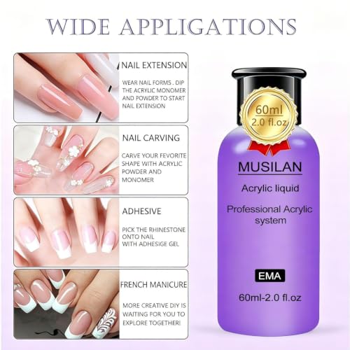MUSILAN 6oz Acrylic Nail Monomer Liquid for Natural & Extension Nails