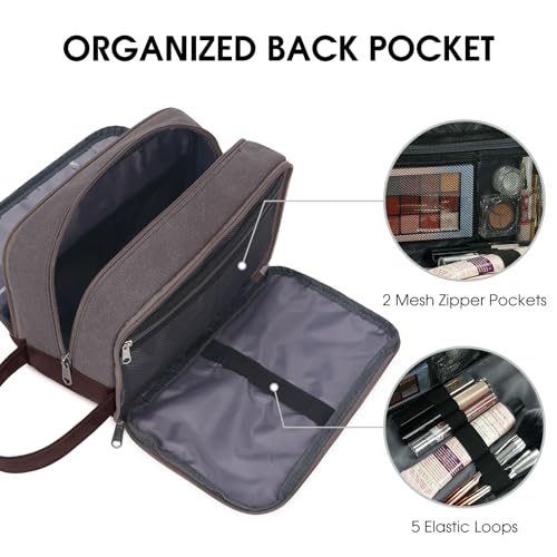 WANDF Men's Travel Toiletry Bag, Water-Resistant Canvas Dopp Kit