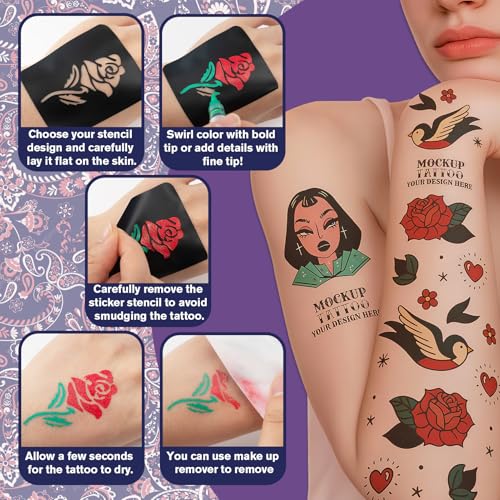 K KERNOWO Multicolour Water Resistant Face Paint & Tattoo Pen 18Pcs Set