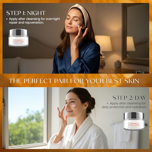 Skin 2.0 Vitamin C & Collagen Face Moisturizer Duo Pack - Anti-Aging Day & Night Cream for Radiant Skin