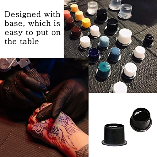 Yangna 300pcs Tattoo Ink Cups Set Mixed Sizes #11/#14/#17mm with Sturdy Base for Artists & Beginners