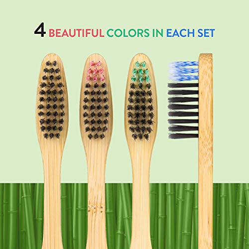 Lindo EcoGrip Bamboo Toothbrush - Soft Charcoal Bristles, 4-Pack