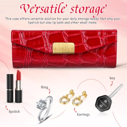 Portable Lipstick Case with Mirror - Compact Travel Makeup Organizer