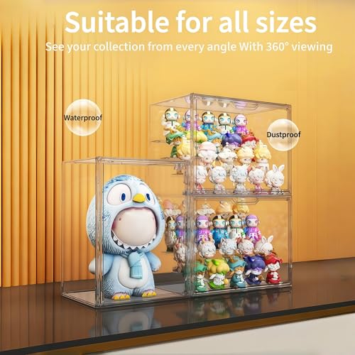 HuixinAcrli Fourth Floor Acrylic Collectible Display Box with Magnetic Door, Stackable Dustproof Shelves