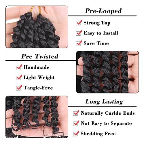 Leeven 8 Inch Passion Twist Crochet Hair 8 Packs - Short Pre-Twisted Synthetic Braids for Women
