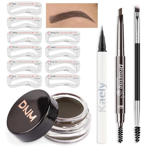 evpct Medium Brown Eyebrow Stencils Kit with Pencil & Pomade, 0.14 oz, Kit-06#
