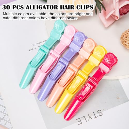 30 PCS Colorful Alligator Hair Clips - Non-Slip Styling Clips