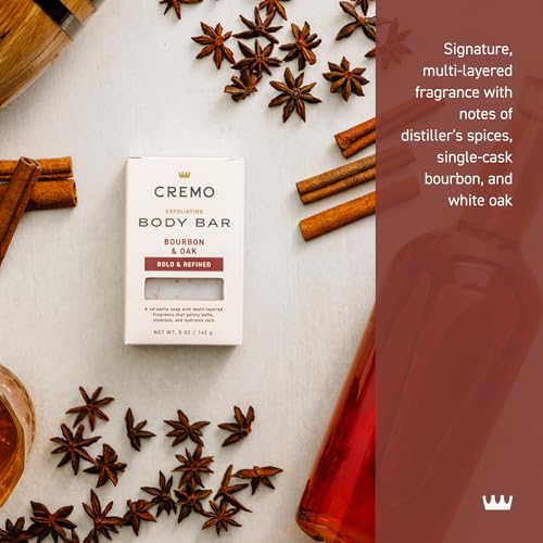 Cremo Bourbon & Oak Exfoliating Body Bar for Men - 5oz