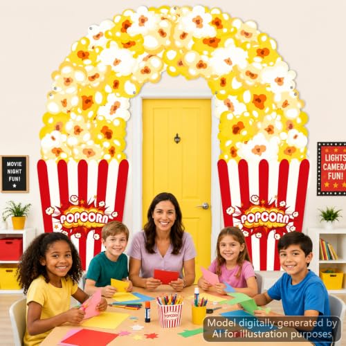 Popcorn Arch Door Banner Set - 3 Pcs Movie Night Decorations