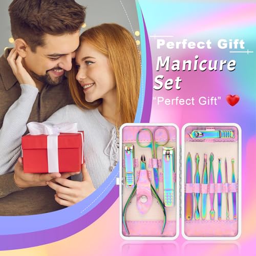 CGBE Pink 12-Piece Manicure Set with Travel Case - Nail Clipper Kit