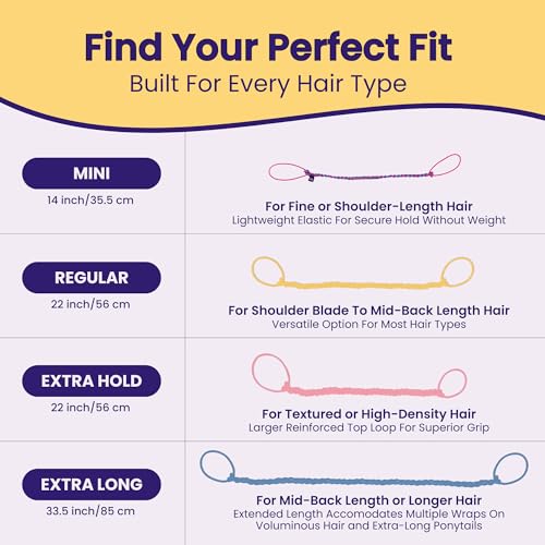 Rip Tie Extra Long Tangle-Free Nylon Hair Tie for Women - 1 Pack, Colorful Hair Accessory
