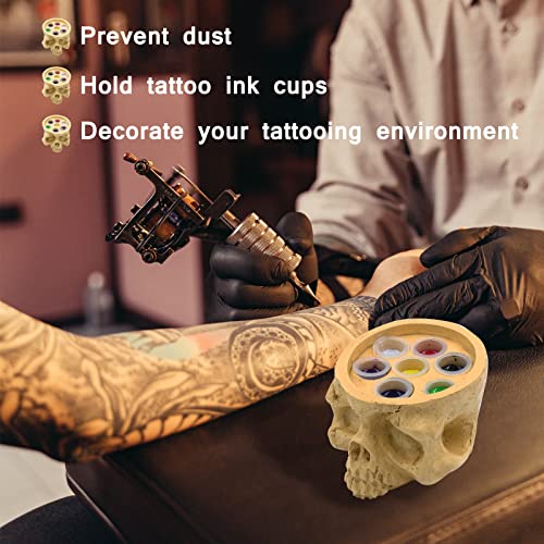CINRA Skull Tattoo Ink Holder with 100Pcs Ink Cups - Ink Caps Kit