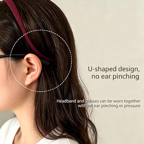 Matte Plastic U-Shaped Hair Headbands for Women - Non-Slip, 5 Pack