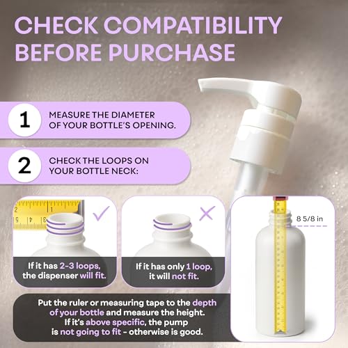 BRIGHTFROM Universal Shampoo & Conditioner Dispenser Pump Set for 12oz-33.8oz Bottles, Fits 28/410 Neck, Pack of 2