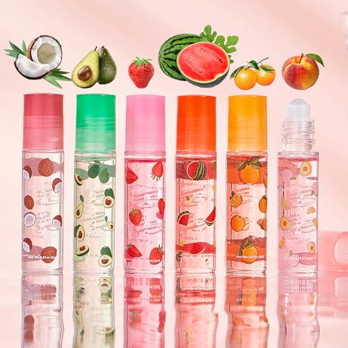 6Pcs Fruit Flavored Lip Gloss Set - Moisturizing & Hydrating Lip Oil for Teens & Girls