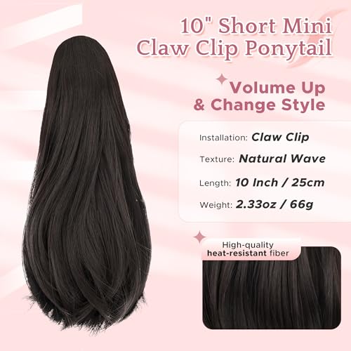 SEGO 12" Short Claw Clip Ponytail Extension - Natural Synthetic Hairpiece
