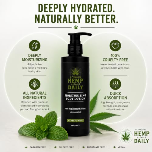 Premium Hemp Daily Ultra-Moisturizing Body Lotion, Classic Mint, 8oz