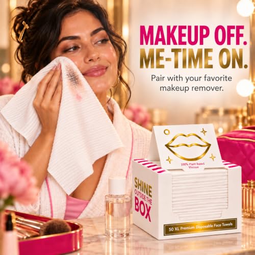 Disposable Face Towels - Ultra-Soft 50 Count Facial Wipes for Sensitive Skin