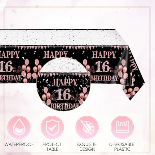Rose Gold Sweet 16th Birthday Party Tableware Set for 20 Guests