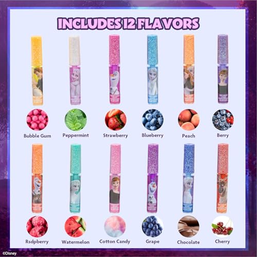 Disney Frozen Lip Gloss Set - 12 Plant-Based Glosses for Kids