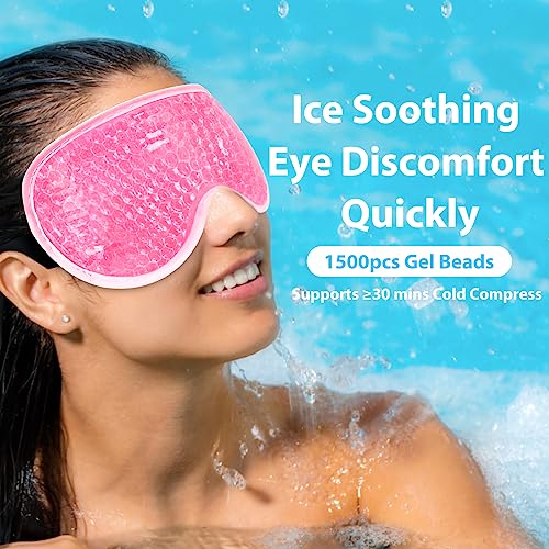 BeeVines Pink & Blue Gel Eye Mask 2 Pack - Cooling & Hot Therapy for Puffy Eyes, Dark Circles, Sinuses Relief