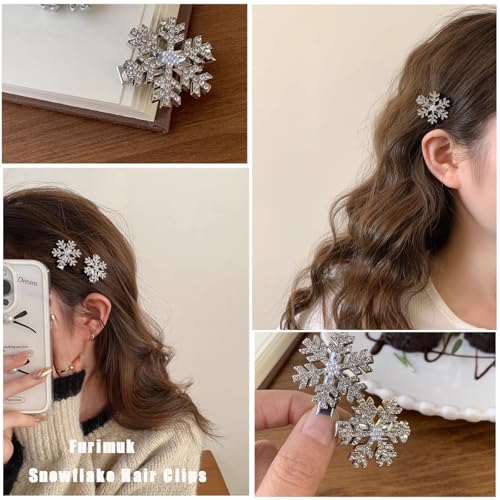 Sparkly Rhinestone Snowflake Hair Clips - 8 Metal Barrettes for Christmas