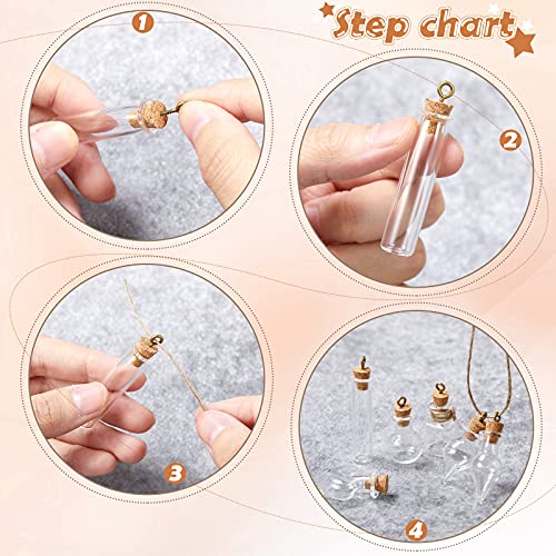 Honeydak 100Pcs Mini Glass Bottles Jars with Cork Stopper - 10 Shapes DIY Wishing Potions Set (Funny Variation)