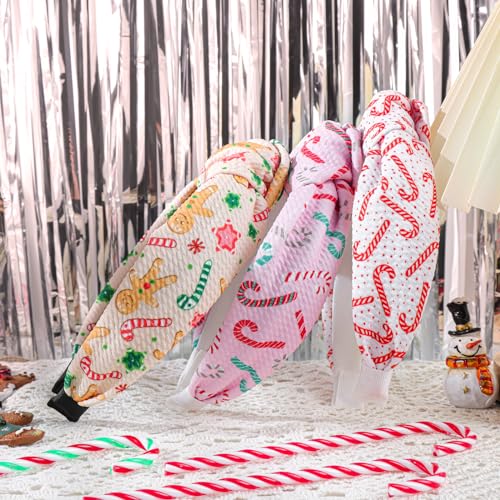 Christmas Top Knot Headbands for Women - 3 Pack Festive Hair Accessories