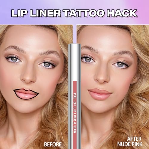Cilrofelr Peel Off Lip Liner Stain - Long Lasting, Waterproof, Matte Finish (N-Nude Pink)