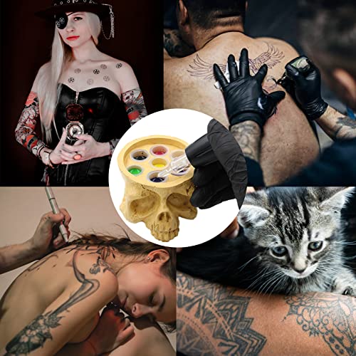 CINRA Skull Tattoo Ink Holder with 100Pcs Ink Cups - Ink Caps Kit