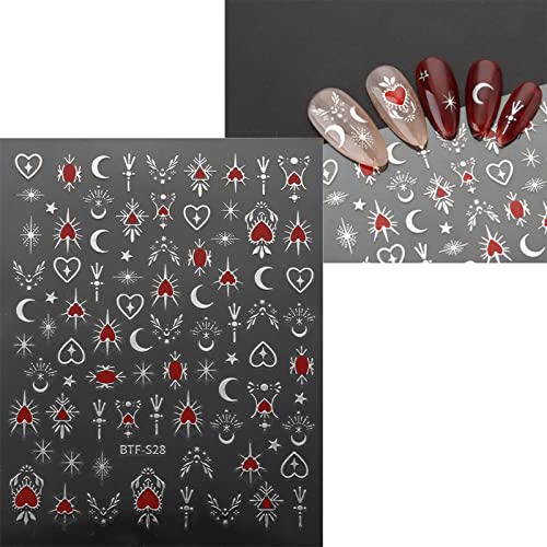 Self-Adhesive Moon & Star Nail Art Stickers - 9 Sheets