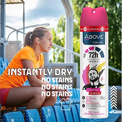 ABOVE Neymar Jr Teen Girl Antiperspirant Deodorant Spray 3.17 oz - 72 Hour Protection, Red Fruits & Vanilla