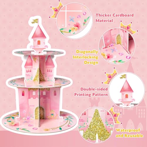 Princess Themed 3-Tier Cupcake Stand for Birthday Parties